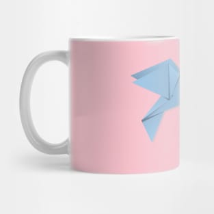 Blue and pink origami pigeons Mug